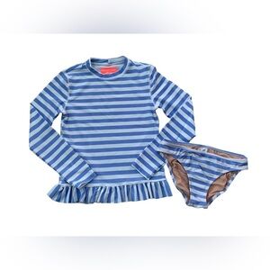 Crewcuts Size 12 Striped Two Piece Rash Guard Swimsuit